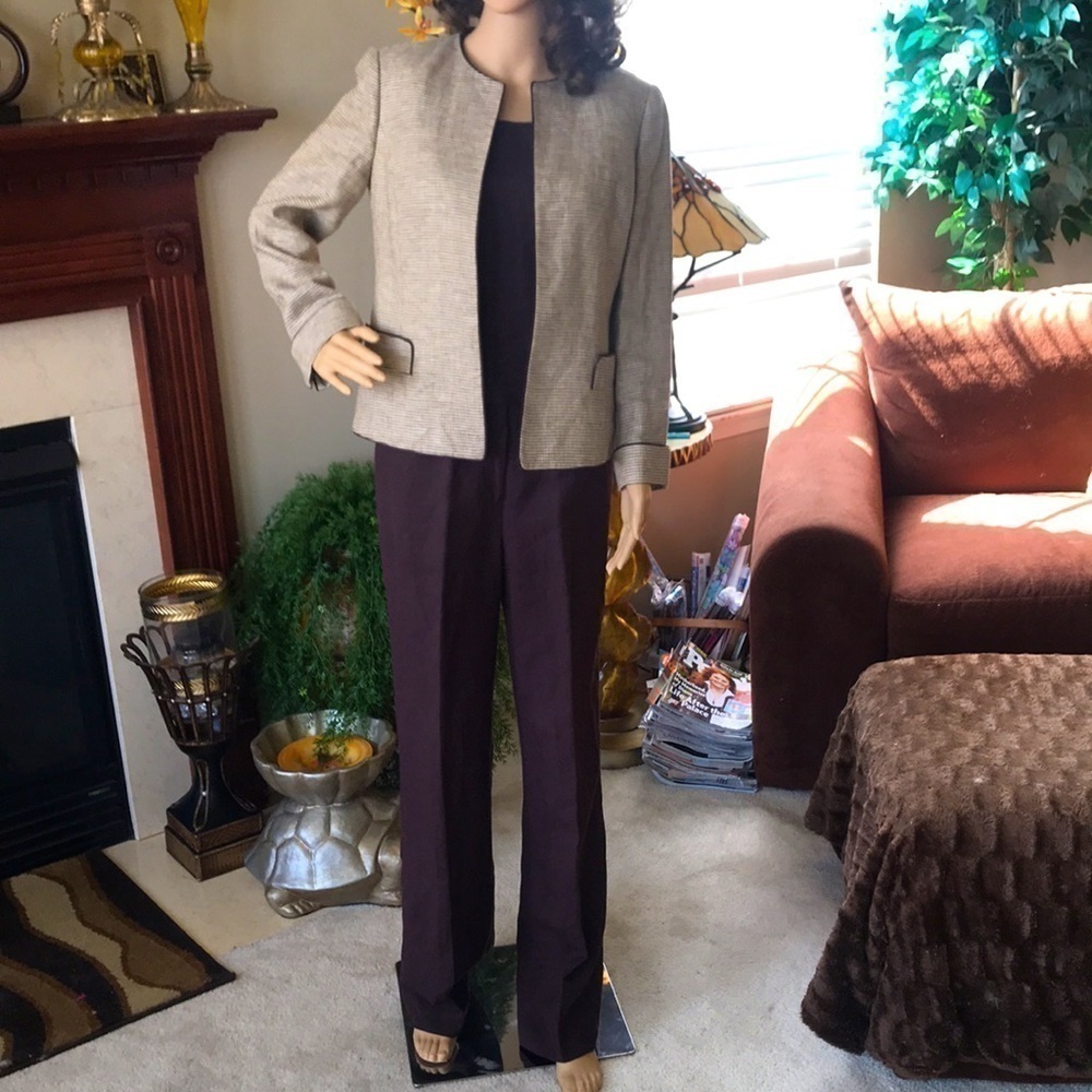 Jones New York 3-Piece Brown Linen Pants Suit